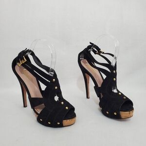 Sebastian Black Suede Studded High Heels